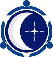 halv måne logotyp i blå cirkel form. minimalistisk begrepp. illustration isolerat på vit. vektor