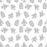 nahtlos Muster von Flugzeug, Gepäck, Leiter, Schwimmen Schwimmbad ist gemacht von Linie Symbole vektor