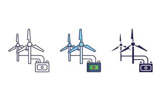 Windmühle Batterie Ladegerät Vektor Symbol