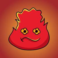 Feuer Emoji Charakter Karikatur Illustration vektor