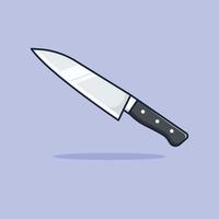 flytande kök kniv tecknad serie ikon vektor illustration. lämplig för mat ikon begrepp vektor isolerat på blå bakgrund