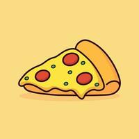 söt pizza skiva tecknad serie ikon vektor illustration. smält ost pepperoni pizza. mat ikon begrepp illustration, lämplig för ikon, logotyp, klistermärke, ClipArt