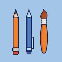 Bleistift, Stift, und Pinsel Karikatur Symbol Vektor Illustration. Bildung Symbol Konzept Illustration