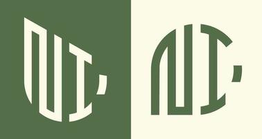 kreativ enkel första brev ni logotyp mönster bunt. vektor