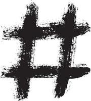 hand dragen borsta stroke hashtag symbol ikon tecken. vektor