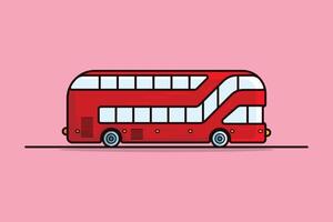 röd dubbel- däck buss vektor illustration. buss transport ikon begrepp. modern London dubbel- däck buss sida se platt vektor design med skugga isolerat på rosa bakgrund.