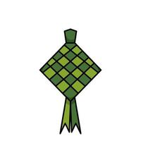Ketupat ikon med modern platt stil, Ketupat design, ramadan och eid mat vektor