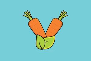 Karotte Gemüse mit Grün Blätter Vektor Illustration. Essen Natur Symbol Konzept. gesund frisch Gemüse Essen Karotte und Grün Blätter Vektor Design. Essen Natur, gesund Essen, Karotte Spitze, verlassen Symbol.