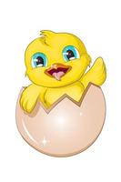 en söt baby gul anka på ägg, design djur tecknad vektorillustration vektor