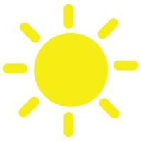 sonnig Wetter Symbol, Sonne Symbol, Wetter Prognose Symbol zum sonnig Wetter, geeignet zum Sozial Medien und App Symbol, Sonne Vektor Illustration, Gelb Farbe, Sommer- und heiß Wetter Zeichen und Schild, Minimalismus