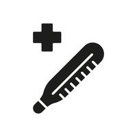 Merkur Thermometer Silhouette Symbol. Medizin Diagnose Instrument, Gesundheit Steuerung unterzeichnen. medizinisch Werkzeug zum Temperatur Messung Glyphe Piktogramm. isoliert Vektor Illustration.