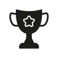 Trophäe Tasse zum Gewinner erfolgreich im Wettbewerb Silhouette Symbol. Kelch Glyphe Piktogramm. vergeben im Sport Meisterschaft solide unterzeichnen. Führung, Meister Preis- Symbol. isoliert Vektor Illustration.