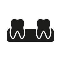 saknas tänder i Gym silhuett ikon. mänsklig tand tappa bort glyf piktogram. oral sjukdom. förlorat bebis tand. Plats mellan tänder. dental behandling fast tecken. tandvård symbol. isolerat vektor illustration.