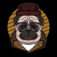 mops hund cool vektorillustration vektor