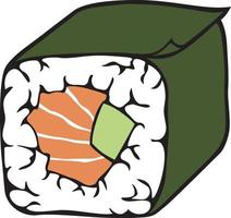 sushi rulla med fisk Färg. vektor illustration.