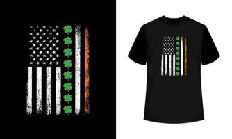 lycklig st. Patricks dag irländsk amerikan flagga rolig t-shirt design vektor