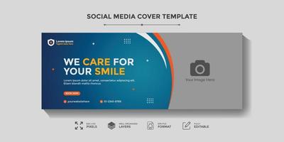 Zahnarzt und Dental Sozial Medien Banner oder medizinisch Gesundheitswesen Sozial Medien Startseite Vorlage vektor
