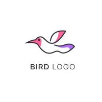 minimalistisk monoline linje konst fågel logotyp design vektor, vektor linje konst av abstrakt färgrik kolibri, översikt fågel logotyp design