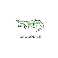 Krokodil Alligator Raubtier Reptil Logo Symbol Symbol, Krokodil Logo Design mit Linie Kunst Stil vektor