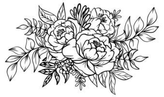 Gliederung Rose Blume Strauß Dekoration vektor