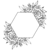 Rose Blume Rahmen Gliederung vektor