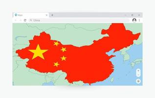 browser fönster med Karta av Kina, sökande Kina i internet. vektor
