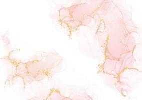 elegant Pastell- Rosa Hand gemalt Alkohol Tinte Design mit Gold Elemente vektor