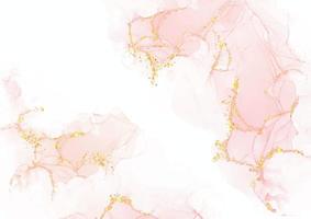elegant pastell rosa hand målad alkohol bläck design med guld element vektor