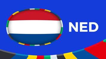 Niederlande Flagge stilisiert zum europäisch Fußball Turnier Qualifikation. vektor