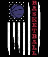 basketboll med amerikan flagga årgång t skjorta design vektor