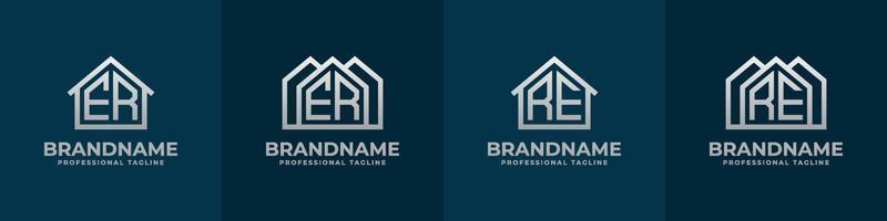 Brief äh und Re Zuhause Logo Satz. geeignet zum irgendein Geschäft verbunden zu Haus, echt Anwesen, Konstruktion, Innere mit äh oder Re Initialen. vektor