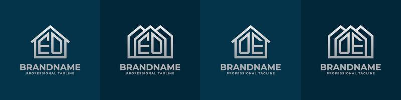 brev eo och oe Hem logotyp uppsättning. lämplig för några företag relaterad till hus, verklig egendom, konstruktion, interiör med eo eller oe initialer. vektor