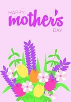 ein Rosa Poster mit Blumen und das Wörter glücklich Mütter Tag auf Es. vektor