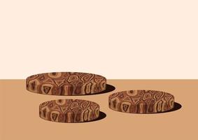 3-stufig kreisförmig Holz Korn Podium. Holz Textur. Anzeige zum Produkte. vektor