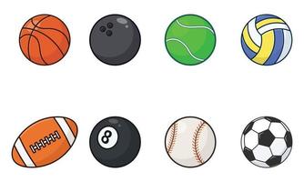 sport bollar tecknad serie ikon vektor samling. uppsättning av sporter boll platt illustration. sporter ikon begrepp illustration, lämplig för ikon, logotyp, klistermärke, ClipArt