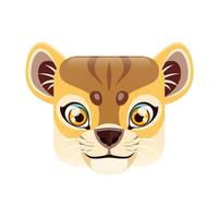 lejon Valp tecknad serie söt fyrkant djur- ansikte, ikon vektor