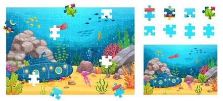 unter Wasser Landschaft, Puzzle Puzzle Spiel Stücke vektor