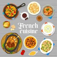 franska kök mat meny omslag design mall vektor