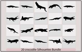 Vektor von Krokodil Design Schattenbild, Schattenbild von Krokodil, Krokodil Silhouette mit ein öffnen Mund