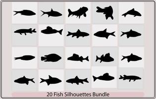 einstellen von Fische Silhouetten Bündel, Fisch Silhouette Logo, Fisch Vektor Symbol. Meer Essen Illustration Symbol