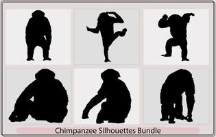 schimpans silhuetter, schimpans ikon siluett, schimpans apa, apa silhuett vektor
