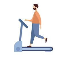 Mann Laufen auf Laufband. Sport Konzept. Fitness, trainieren, gesund Lebensstil, Cardio Aktivität. Vektor eben Illustration