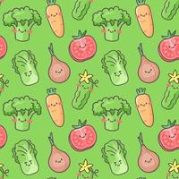 söt vektor sömlös mönster med Lycklig vegetabiliska tecken