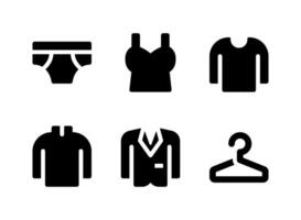 enkel uppsättning kläder relaterade vektor fasta ikoner