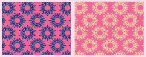 uppsättning av fyra sömlös mönster modern trendig blomma mönster rosa bakgrund vektor