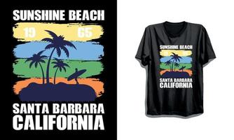Sonnenschein Strand 1965 Santa barbara Kalifornien, Seite stilvoll T-Shirt und bekleidung modisch Design mit Palme Bäume Silhouetten, Typografie, drucken, Vektor Illustration. global Farbfelder.