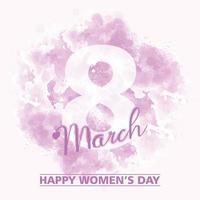 8 Mars, internationell kvinnor dag vektor hälsning kort, färgglada vattenfärg fläckar bakgrund, modern vattenfärg vektor illustration