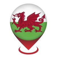 Karte Zeiger mit Wales. Wales Flagge. Vektor Illustration.