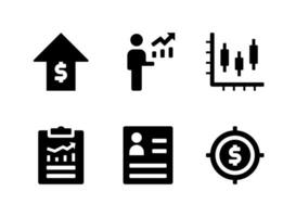 enkel uppsättning handelsrelaterade fasta ikoner vektor