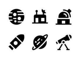 einfacher Satz von raumbezogenen Vektor-Solid-Icons vektor